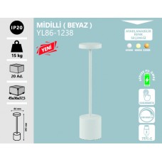 MIDILLI MASA LAMBASI ŞARJ EDİLEBİLİR WHITE- 3 RENK